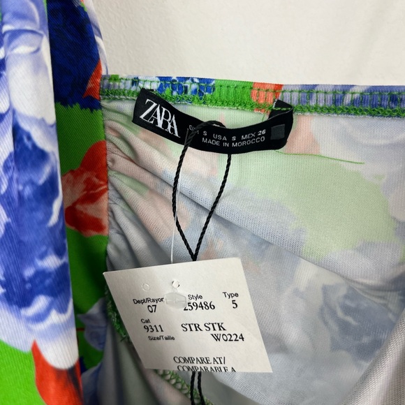 NWT Zara One Sleeve Floral Asymmetric Bodysuit Sz S - Picture 7 of 9